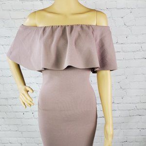 Mauve Strapless Off-Shoulder w Ruffles Dress